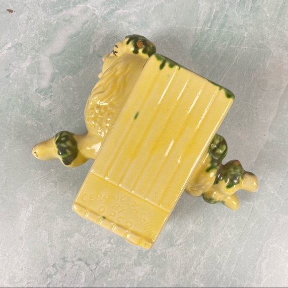 Vintage Ceramic Fashions by OPCO green poodle - Picture 3 of 11